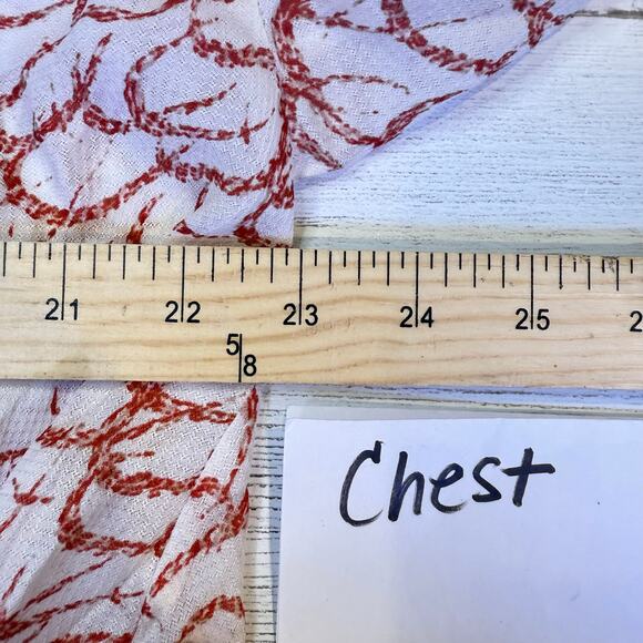 Derek Lam Crosby 10 medium 100% silk white red sheer wrap drape blouse luxury - Picture 3 of 10